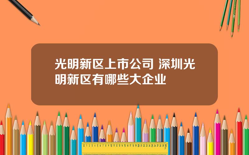 光明新区上市公司 深圳光明新区有哪些大企业